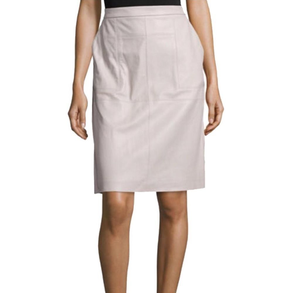 Halston Heritage Leather Straight Skirt - Picture 6 of 8